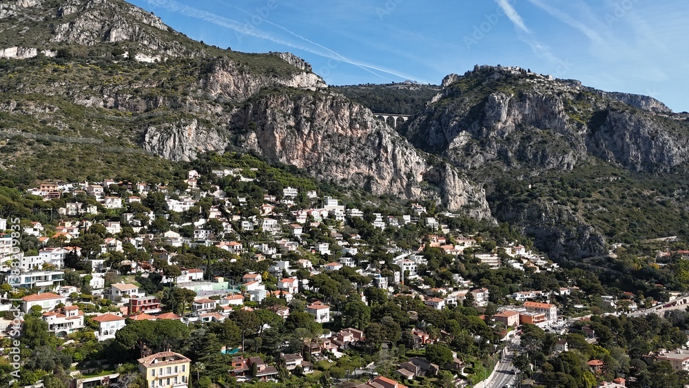 Naklejka premium Aerial view of Eze village, France