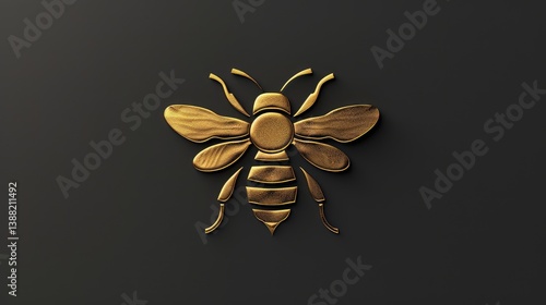 A gold bee on a black background