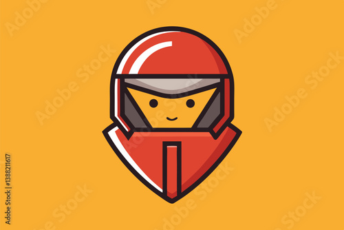 Vector illustration of a cartoon racer with an orange helmet and suit, showcasing a playful design ideal for motorsport-themed content