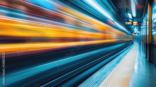 A dynamic representation of speed captured through blurred lines and vibrant colors, illustrating the thrilling rush of motion and energy in an urban environment