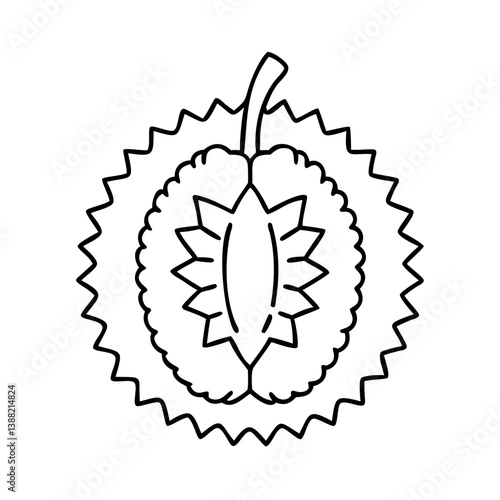 durian fruit icon, durian fruit line art - simple line art of durian fruit, perfect for durian fruit logos and icons