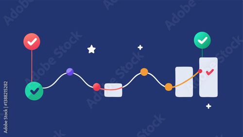 Progress Tracker A visual representation of a progress tracker feature showing a users weight loss journey with a line graph and checkmarks for completed goals.