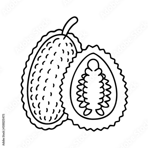jackfruit icon, jackfruit line art - simple line art of jackfruit, perfect for jackfruit logos and icons