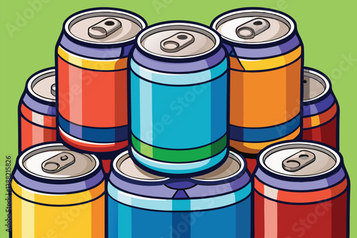 Colorful collection of beverage cans arranged in a fun, vibrant display showcasing various shades and designs appealing to drink enthusiasts