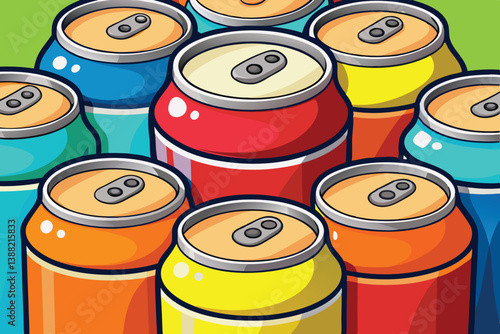 Colorful collection of beverage cans arranged in a fun, vibrant display showcasing various shades and designs appealing to drink enthusiasts