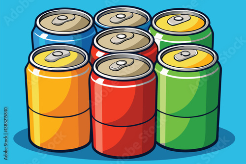 Colorful collection of beverage cans arranged in a fun, vibrant display showcasing various shades and designs appealing to drink enthusiasts