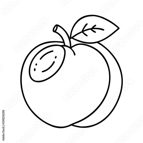 nectarine fruit icon, nectarine fruit line art - simple line art of nectarine fruit, perfect for nectarine fruit logos and icons