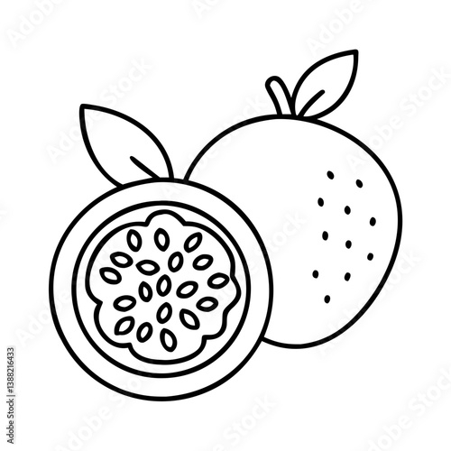 passion fruit icon, passion fruit line art - simple line art of passion fruit, perfect for passion fruit logos and icons