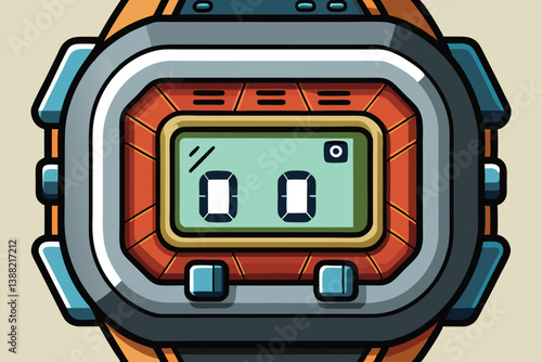 Wallpaper Mural Modern digital watch illustration featuring a sleek design and vibrant colors with distinct buttons and display elements designed for a tech-savvy audience Torontodigital.ca