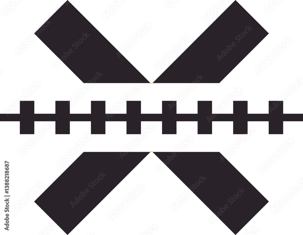 Level crossing without barrier traffic sign. Level crossing without barrier traffic sign.