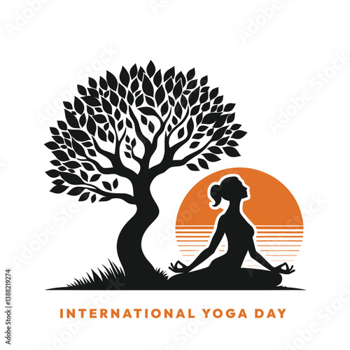 International Yoga day 21 june web banner  Vector illustration