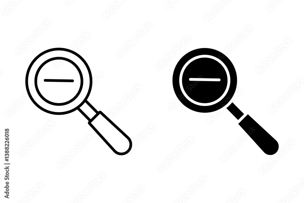 Magnifying glass icon. Magnifying glass set. Zoom out. Vector Illustration. For mobile concept and web design. vector illustration Magnifying glass icon. Magnifying glass set. Zoom out. Vector Illustration. For mobile concept and web design. vector illustration