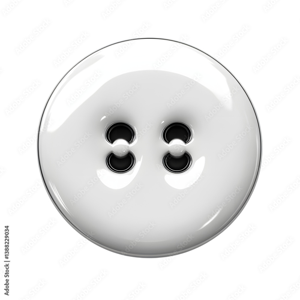 Glossy White Button with Four Holes for Sewing Projects and Minimalist Fashion Design Elements Glossy White Button with Four Holes for Sewing Projects and Minimalist Fashion Design Elements