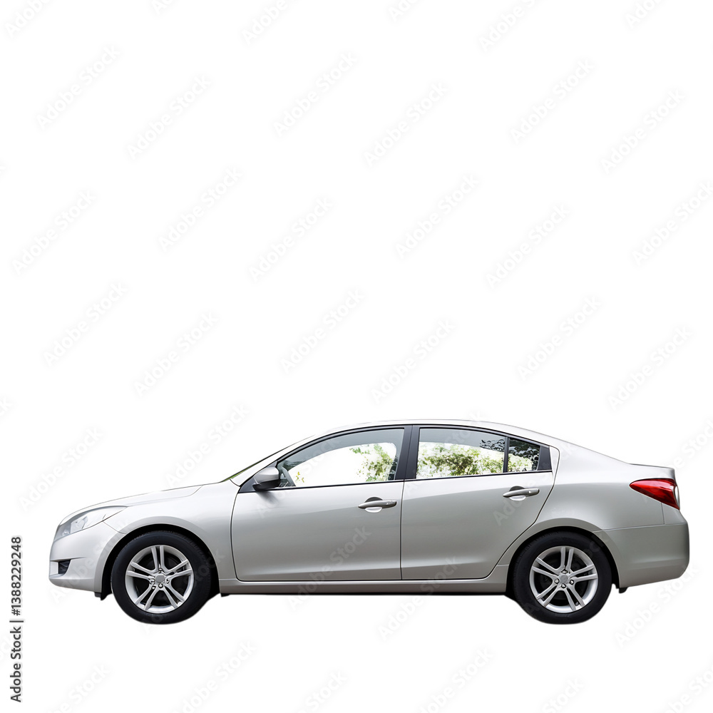 Silver Compact Car with Modern Design Isolated on Transparent Background Silver Compact Car with Modern Design Isolated on Transparent Background