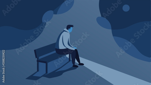 Isolation A figure sitting alone on a bench with fog and shadows around them symbolizing the isolation that often accompanies addiction.