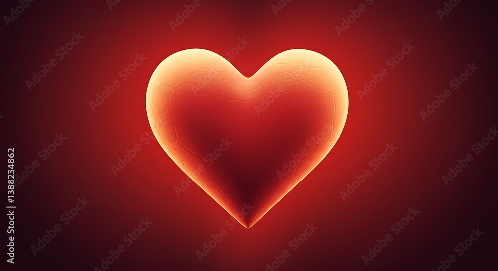 Glowing Heart: 3D Render, Warm Red Hues AI Generated Glowing Heart: 3D Render, Warm Red Hues AI Generated