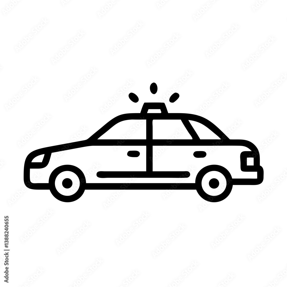 Police Car Icon for Law Enforcement and Security Themes Police Car Icon for Law Enforcement and Security Themes