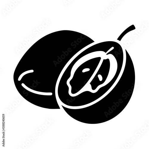 sapodilla fruit icon, sapodilla fruit line art - simple line art of sapodilla fruit, perfect for sapodilla fruit logos and icons