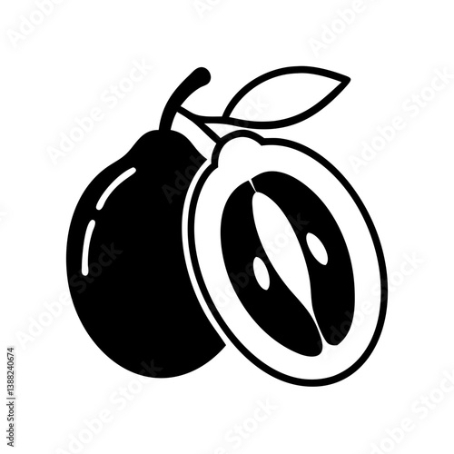 sapodilla fruit icon, sapodilla fruit line art - simple line art of sapodilla fruit, perfect for sapodilla fruit logos and icons