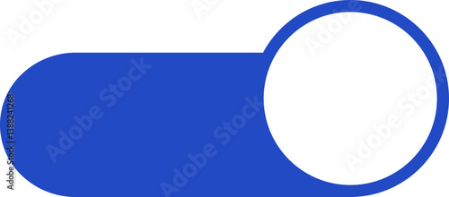 Rectangular element with a rounded side and a large white circle merged, filled in blue for infographic designs.