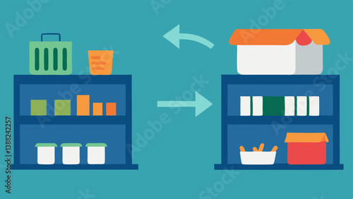 Product Placement Analysis A split image showing a beforeandafter scenario of store shelves with AI recommendations illustrated via arrows indicating optimal item placements.