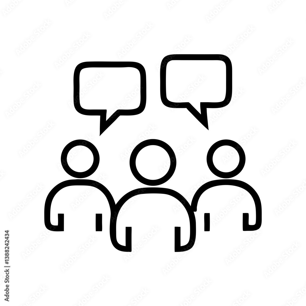Group of people communicating in a dialogue bubble icon, vector Group of people communicating in a dialogue bubble icon, vector