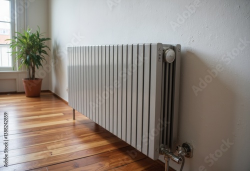 Wallpaper Mural Modern radiator installed in a cozy room with wooden flooring and a plant Torontodigital.ca