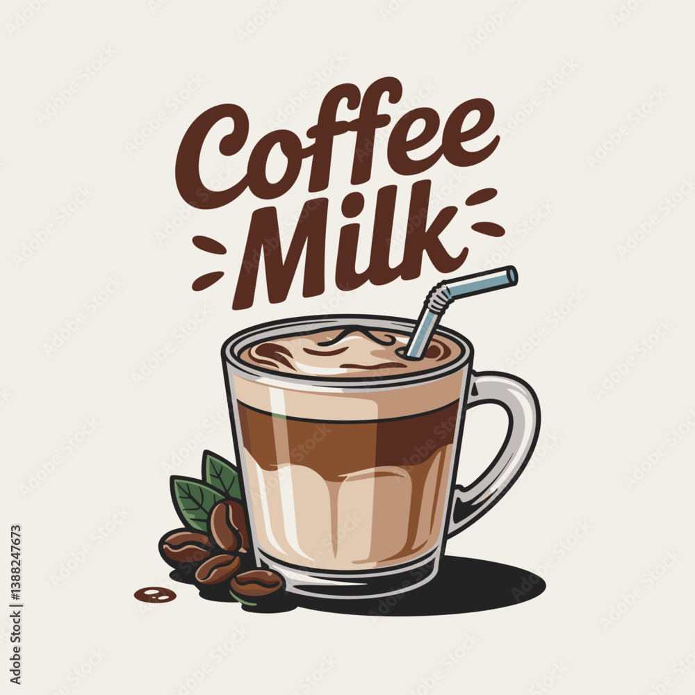 Coffee Milk Drink with Cream Splash and Beans Coffee Milk Drink with Cream Splash and Beans