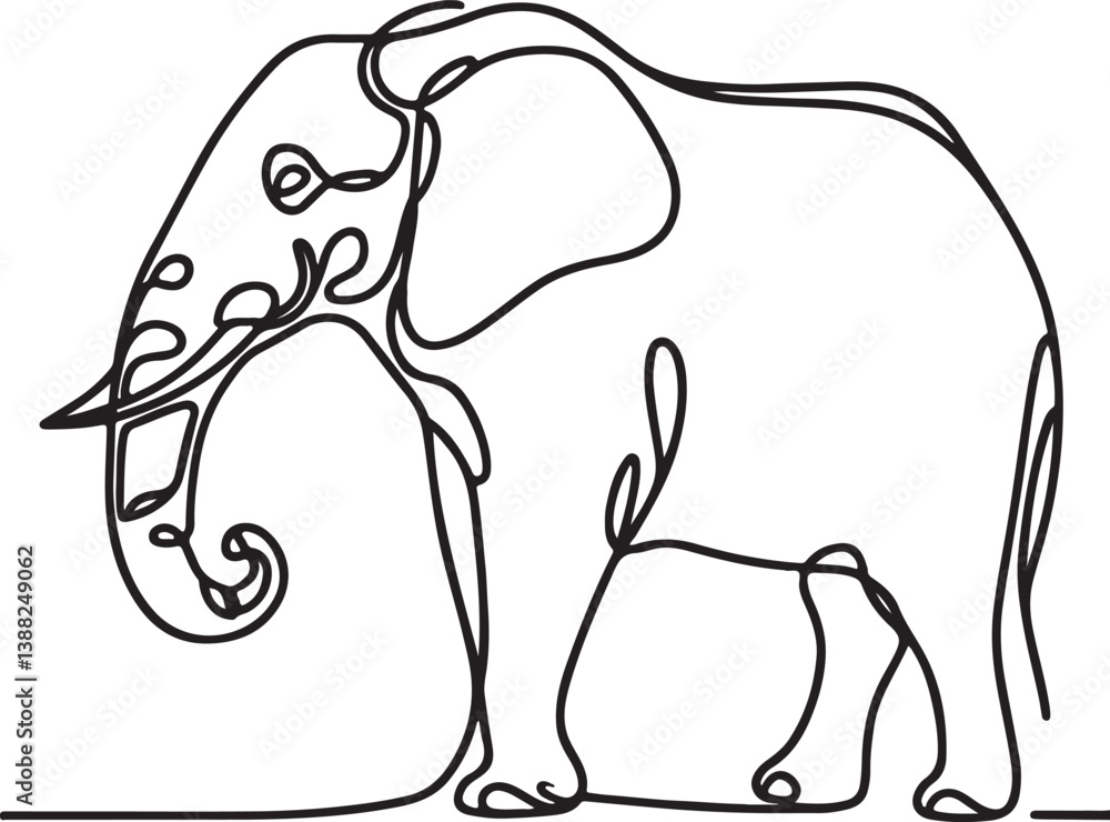 Obraz premium Elephant Outline Vector Art