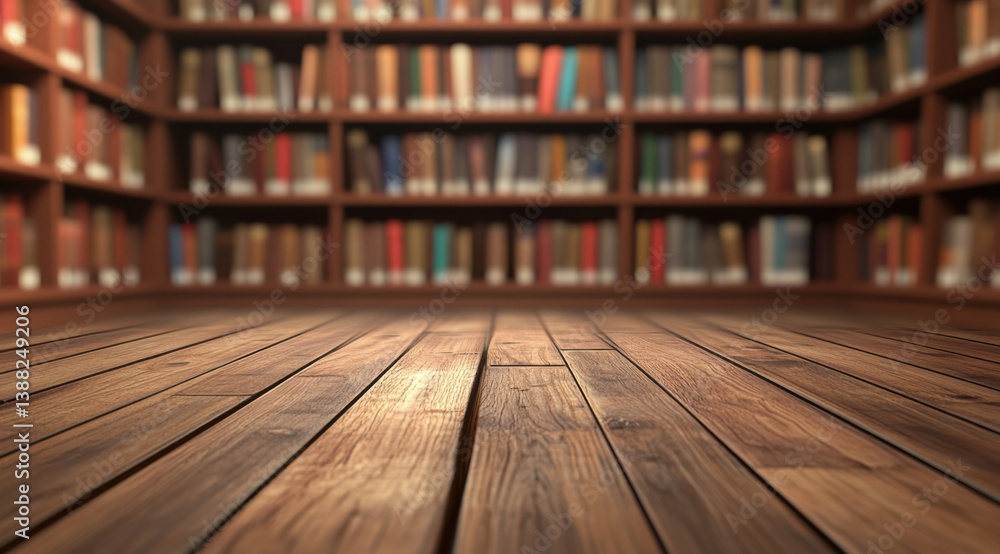 Wooden Library Floor with Bookshelves Wooden Library Floor with Bookshelves