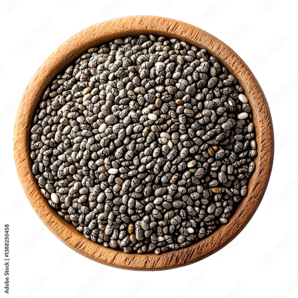 Chia Seeds in Wooden Bowl Healthy Superfood Chia Seeds in Wooden Bowl Healthy Superfood