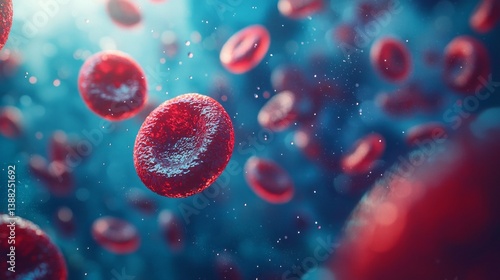 Wallpaper Mural A close up of red blood cells in a blue background Torontodigital.ca