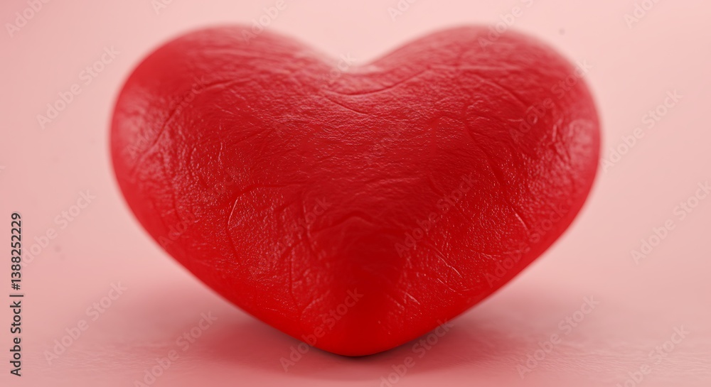 Obraz premium Crimson Heart: Textured Love, Gentle Hues AI Generated