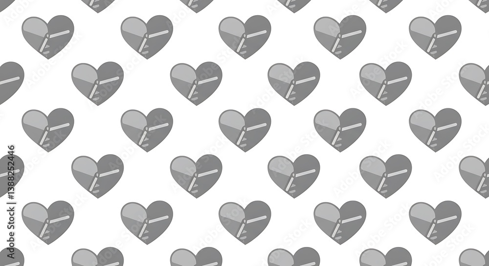Broken Hearts Repeat: Gray Scale Pattern Design AI Generated Broken Hearts Repeat: Gray Scale Pattern Design AI Generated