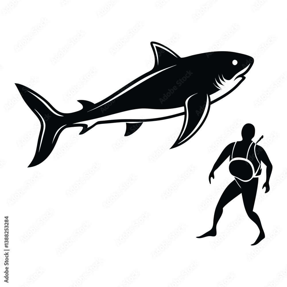 Obraz premium shark fish silhouette vector illustration design.
