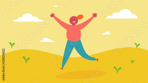 Joyful Dance A figure dancing joyfully in a field free from worries symbolizing the celebration of small victories and the importance of finding joy despite setbacks.