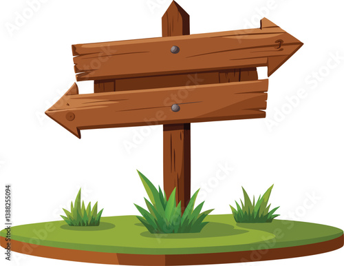 Wooden sign. on white background