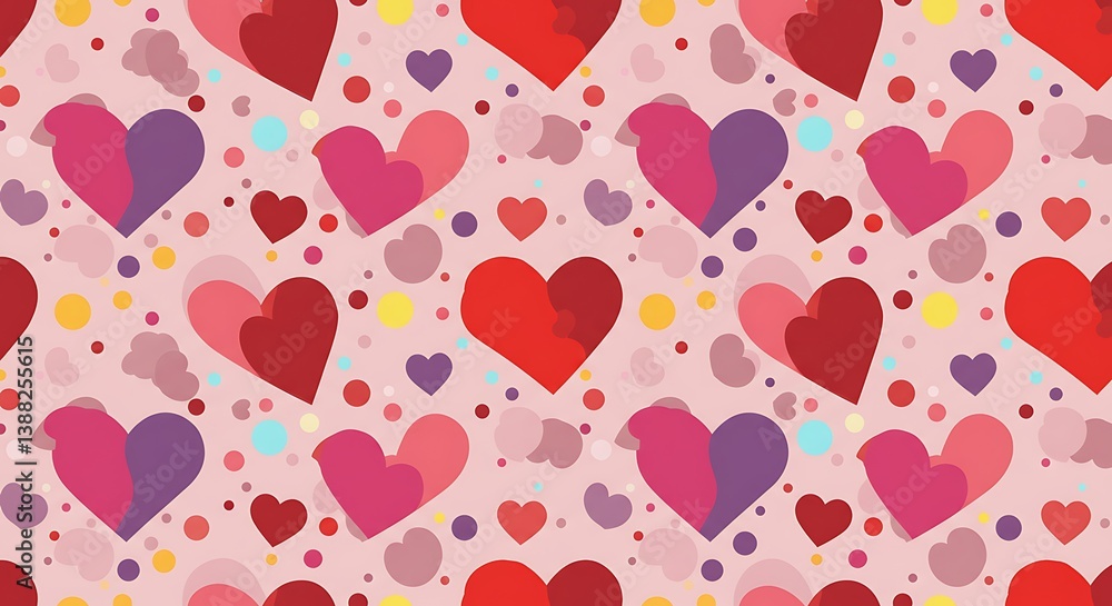 Fototapeta premium Joyful Hearts: Pink & Red Love Pattern AI Generated