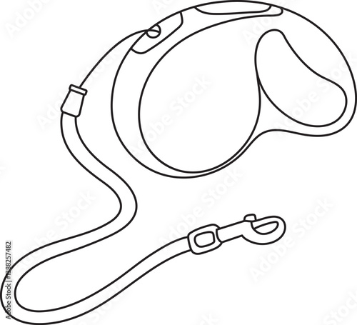 vector illustration of an automatic animal harness, leash, simple linear icons, doodle and sketch style, hand-drawn, isolated on a white background
