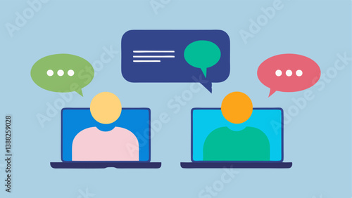 Comment Section Interaction Two speech bubbles above a laptop screen one from an experienced trader giving advice and another from a novice trader asking questions showcasing the