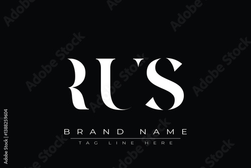 RUS abstract letter logo design. This logo is designed by three abstract letters.