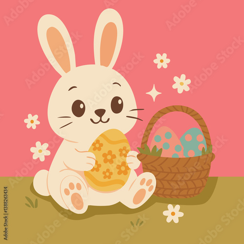 easter greeting card with bunny and eggs