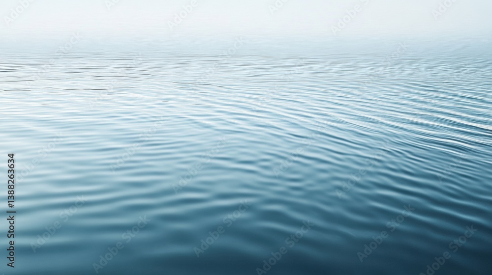 Naklejka premium Soft ripples create a serene atmosphere on the calm water surface in early morning light