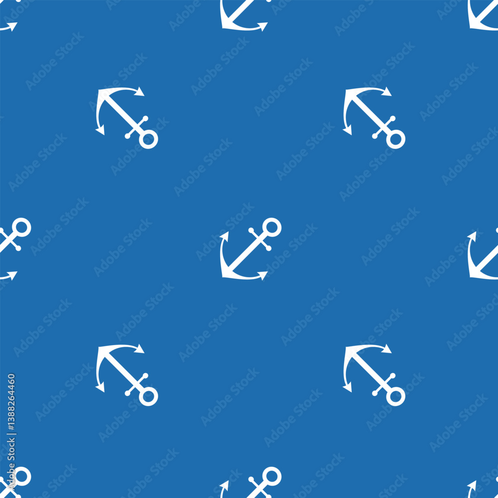 Seamless pattern with anchors. Cute blue and white marine seamless background. Simple vector illustration Seamless pattern with anchors. Cute blue and white marine seamless background. Simple vector illustration