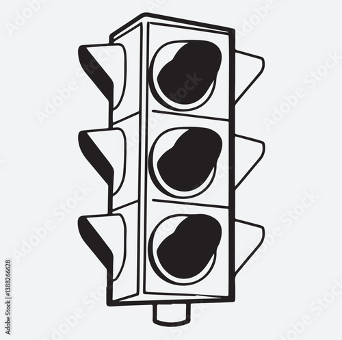 traffic signal light silhouette vector art illustration, traffic light on a white background