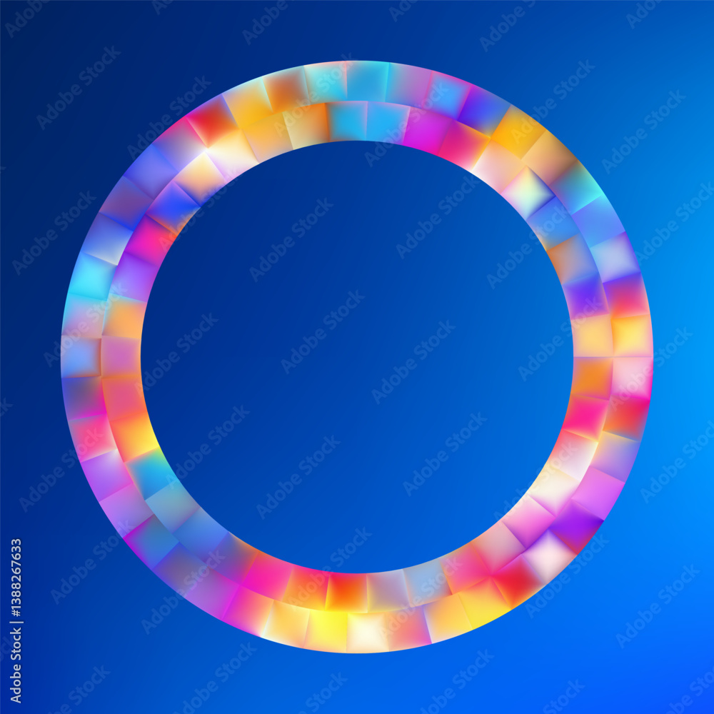 Fototapeta premium 3D Colorful glowing ring on blue gradient background