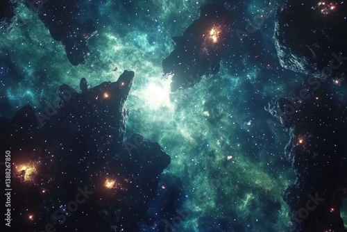 Wallpaper Mural Dramatic scene of a cosmic nebula among celestial bodies Torontodigital.ca