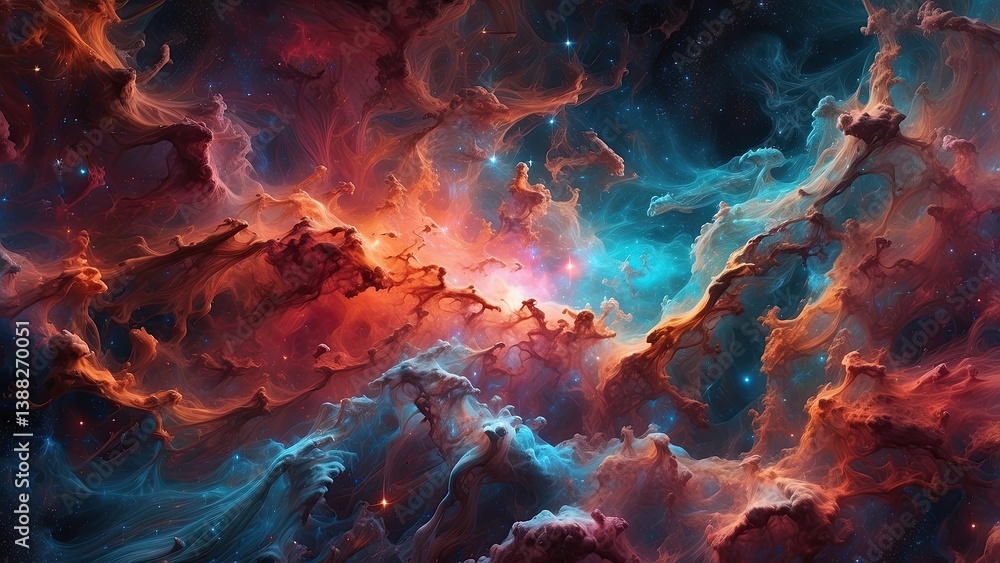 Fototapeta premium A vibrant and colorful depiction of a celestial nebula
