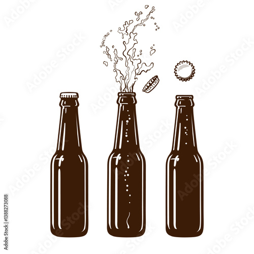 Bottle of beer, soda or lemonade.
