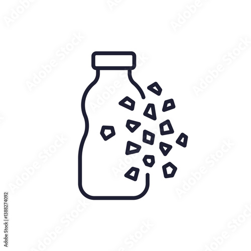 Microplastics icon with plastic bottle, line design